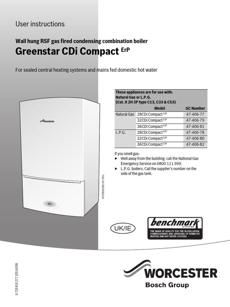 Greenstar CDi Compact Combi ErP Operating Instructions PDF