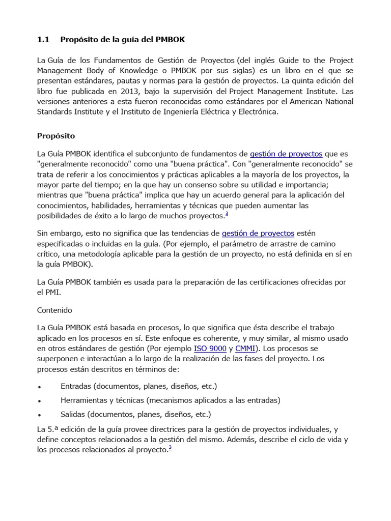 Proposito de La Guia Del PMBOK | PDF