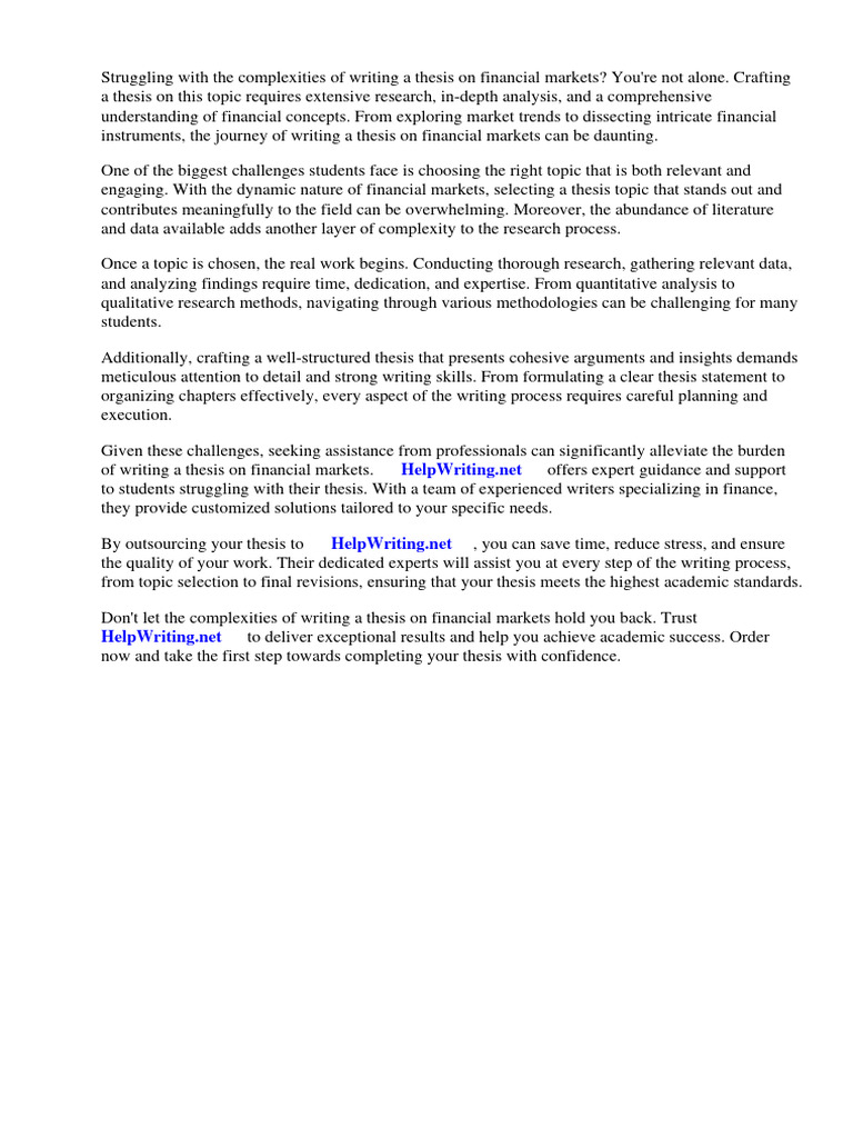 Thesis Topics Financial Markets PDF