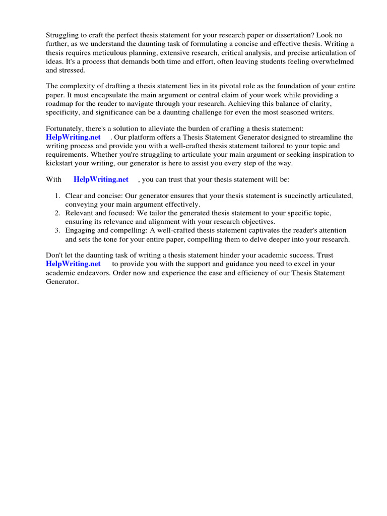 Thesis Statement Generator Guide | PDF | Career & Growth | Computers
