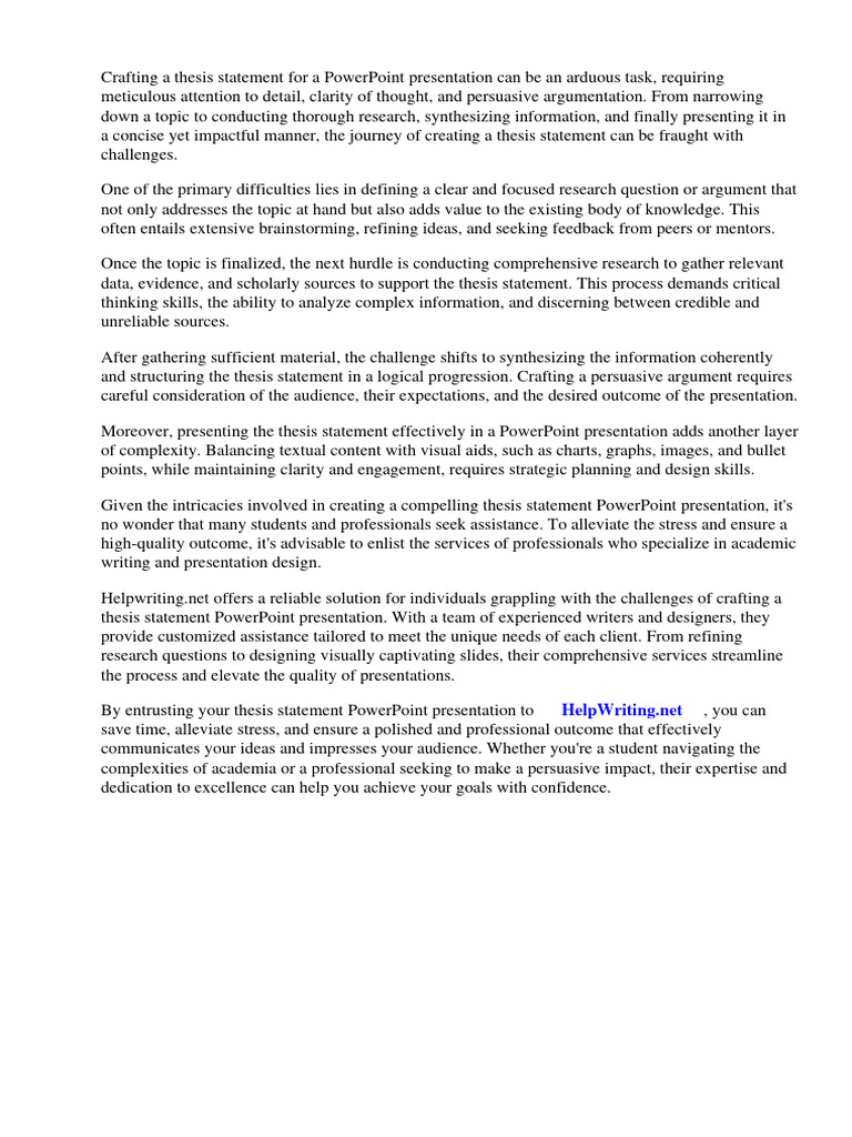 Thesis Statement Powerpoint Presentation Pdf Essays Thesis