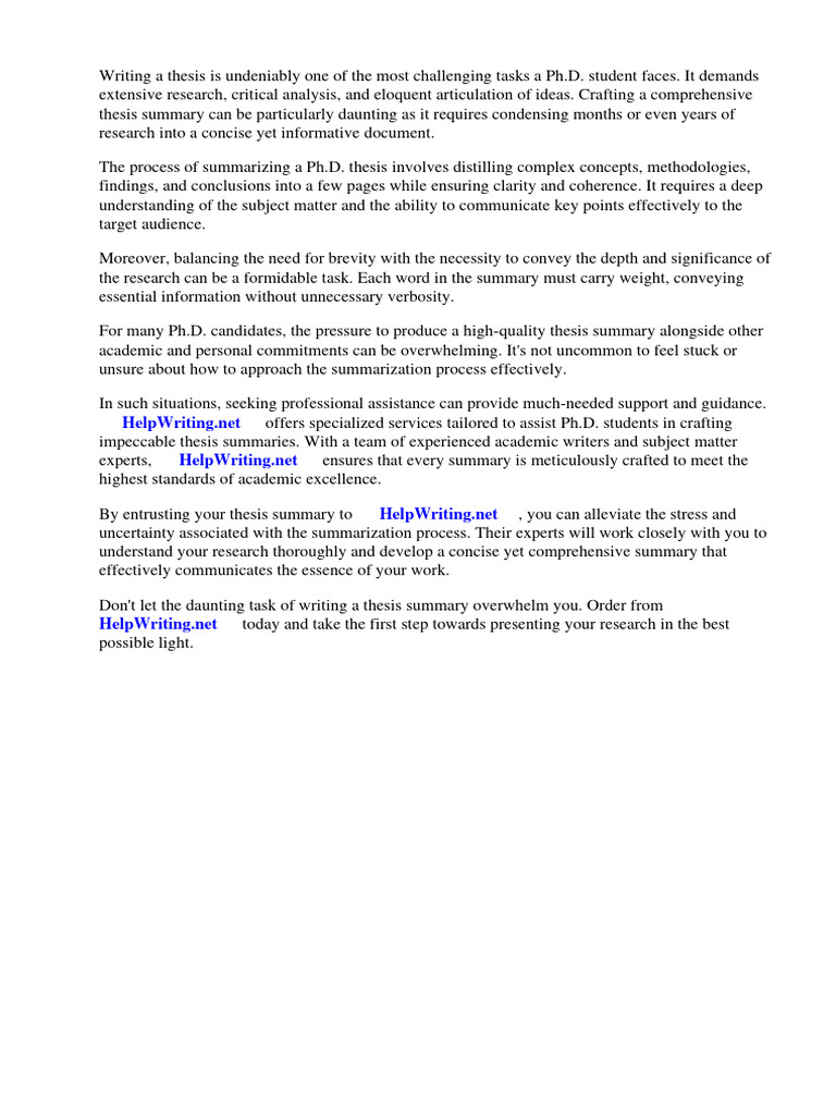 Phd Thesis Summary Pdf Thesis Essays
