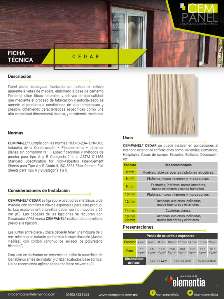 Ficha Tecnica-Panel Cedar | PDF | Tecnología