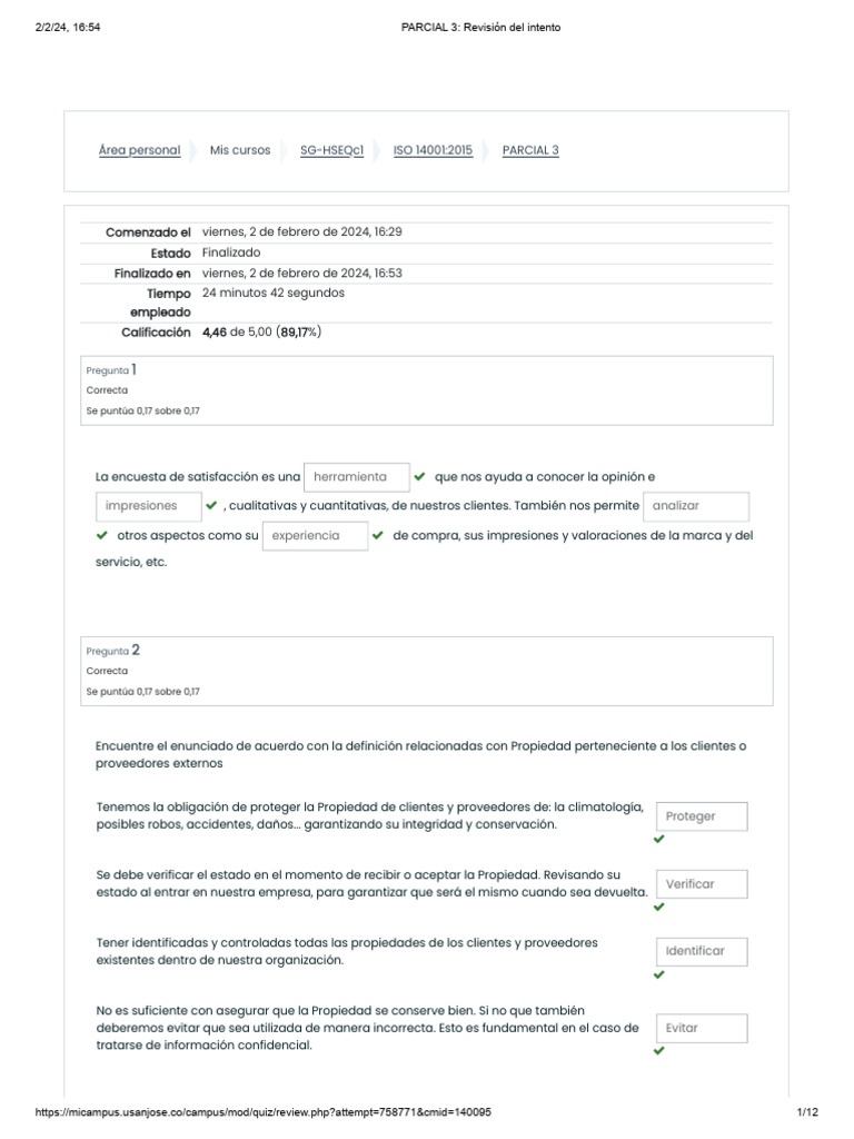 Revisión del Parcial 3 de ISO 14001 | PDF | Calidad (comercial) | Business