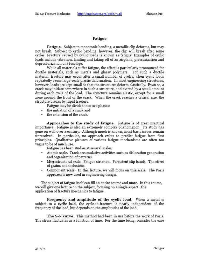 Understanding Fatigue in Fracture Mechanics | PDF | Fatigue (Material ...