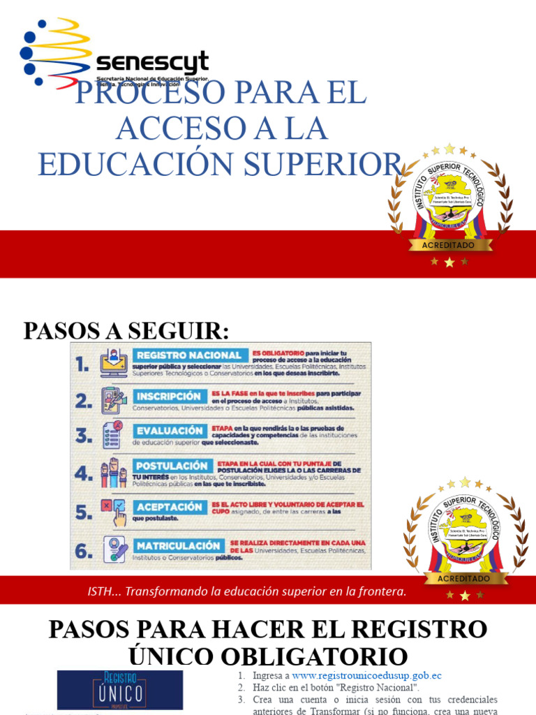Proceso para Acceso A La Educación Superior | PDF