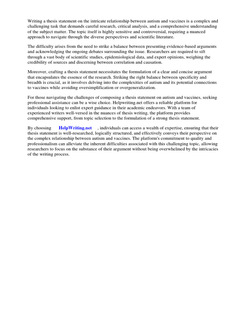 Thesis statement on autism and vaccines pdf vaccines autism spectrum
