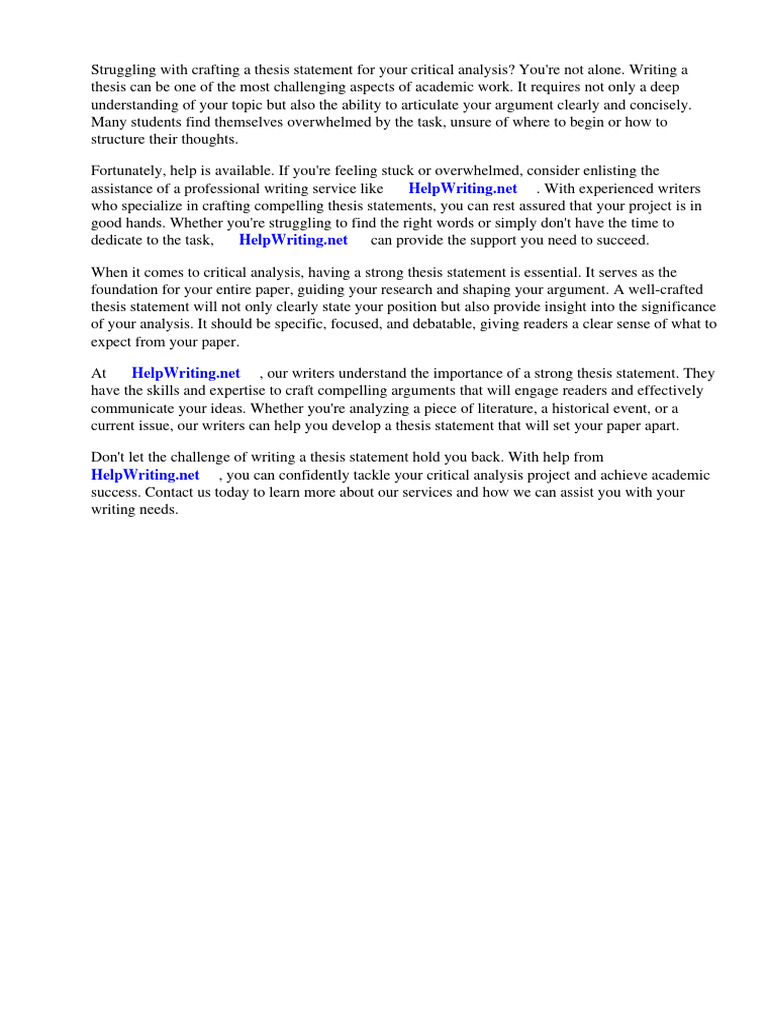 Examples of thesis statements for critical analysis pdf
