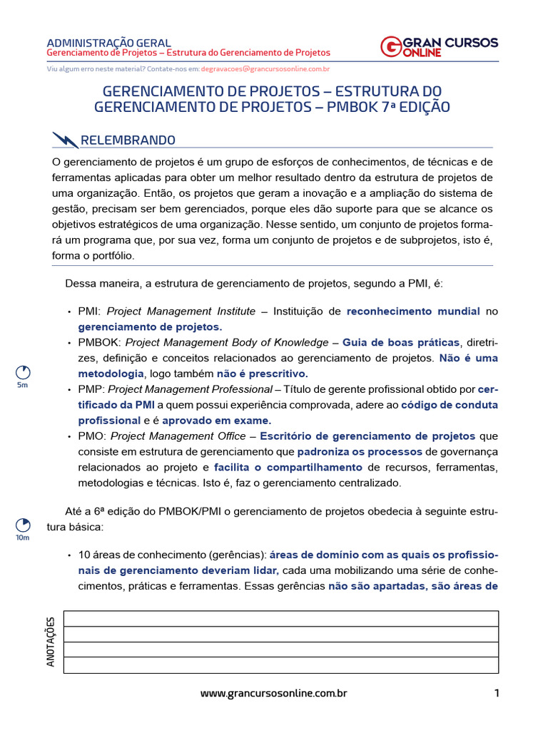 Estrutura do Gerenciamento de Projetos PMBOK | PDF | Negócios