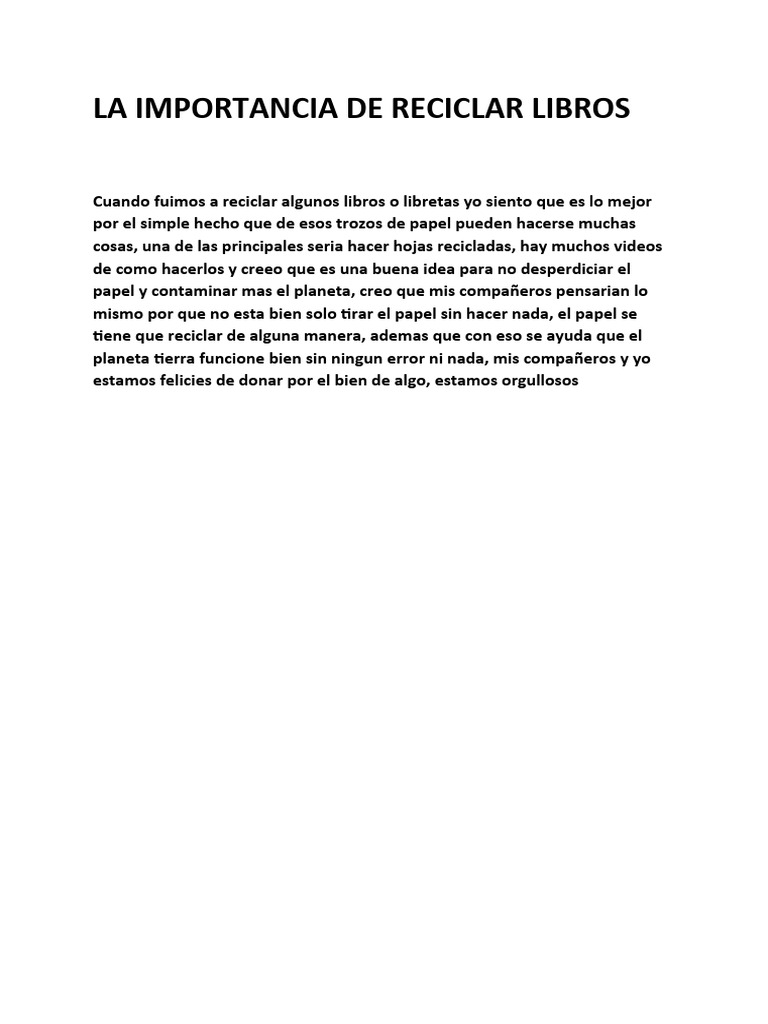La Importancia de Reciclar Libros | PDF