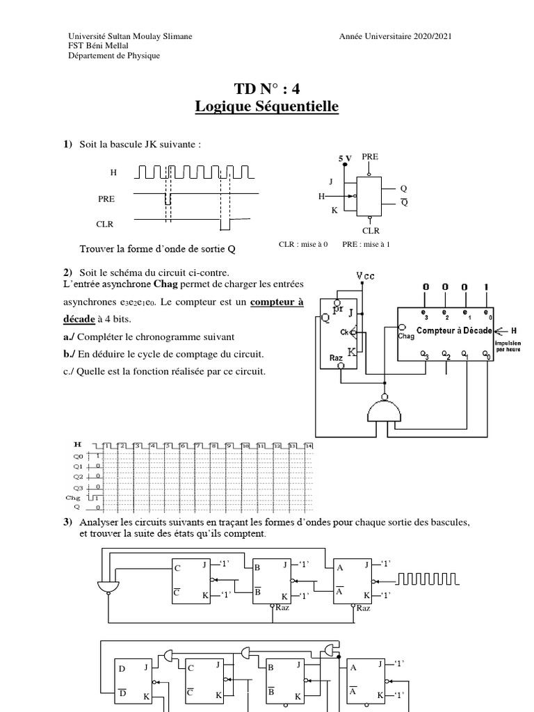 TD4 : Logique Séquentielle et Circuits | PDF