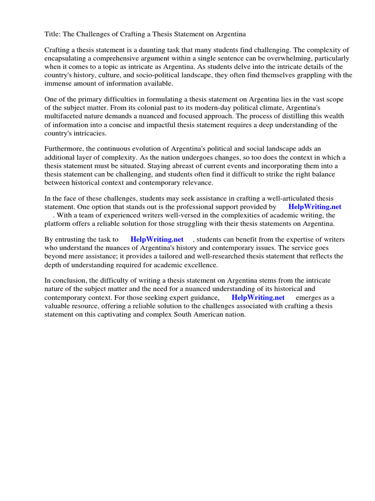 Thesis Statement Challenges on Argentina | PDF | Thesis | Essays