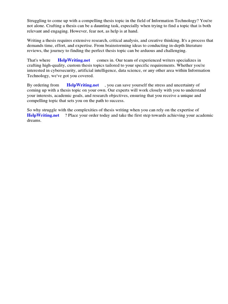 Thesis topics related to information technology pdf information