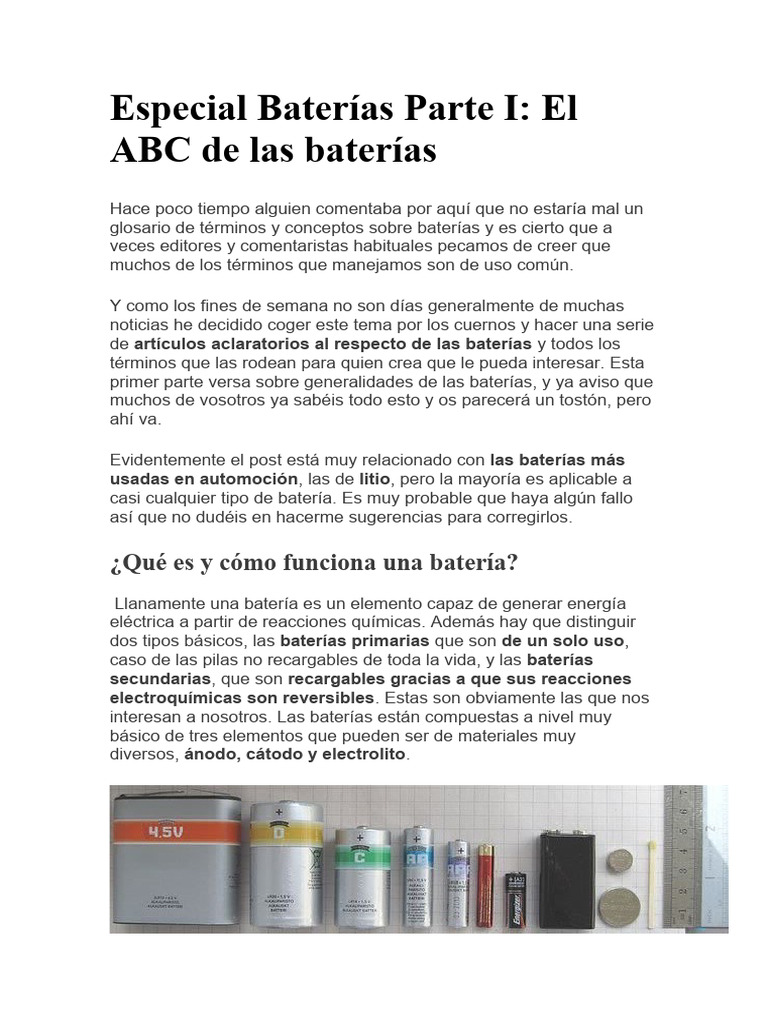 Especial Baterías | PDF | Cantidad | Electricidad