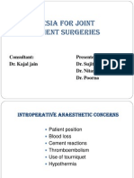 Anaesthesia Concerns for Joint Replacement Surgeries