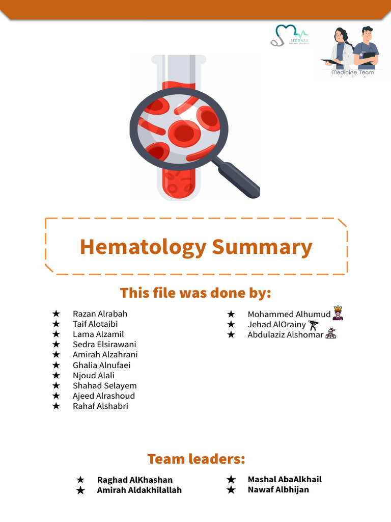 Hematology - Oncology Summary File | PDF | Lymphoma | Anemia