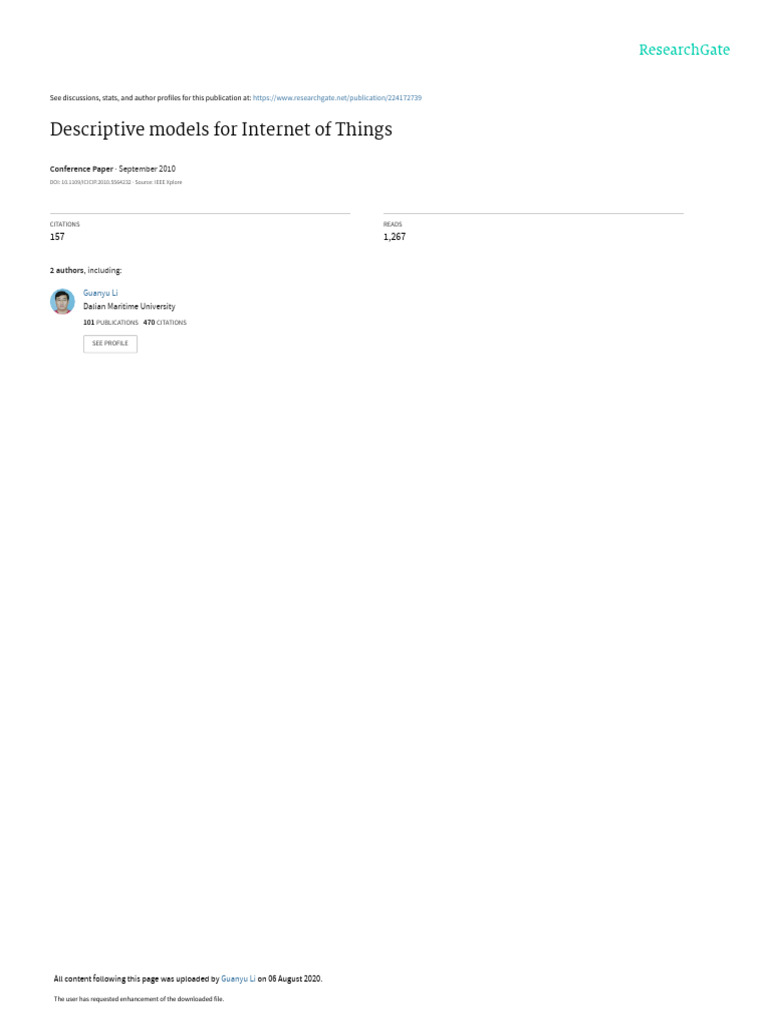 Descriptive Models For Internet of Things: September 2010 | PDF