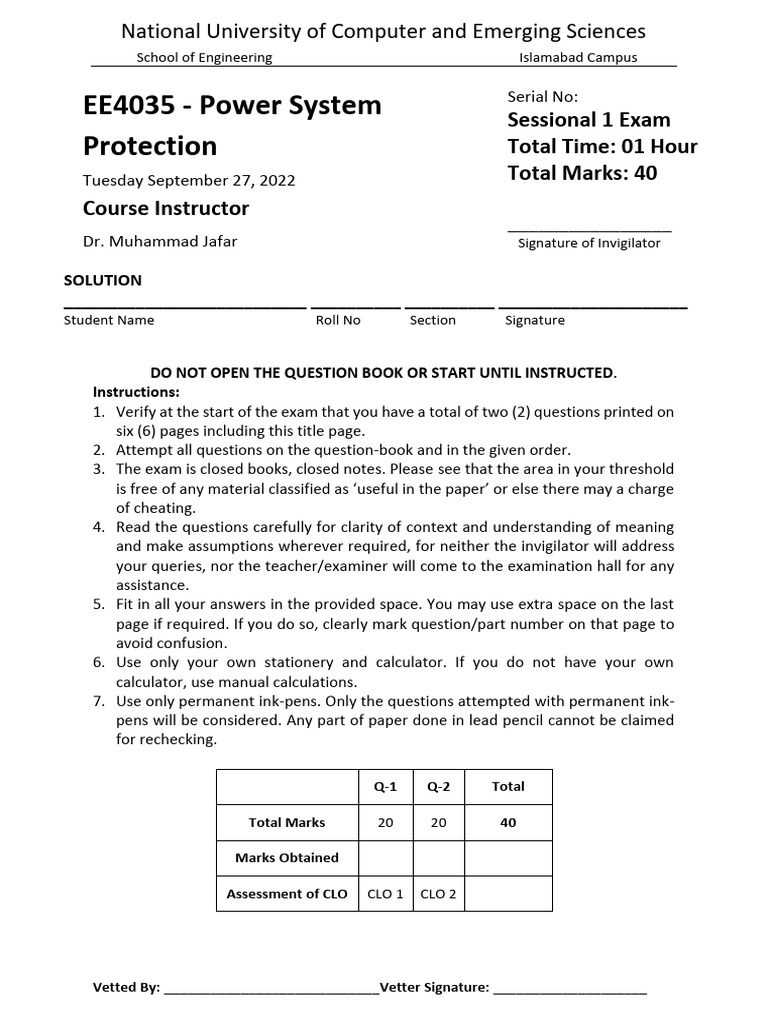 EE4035 Power System Protection Exam | PDF | Electromagnetism | Electric ...