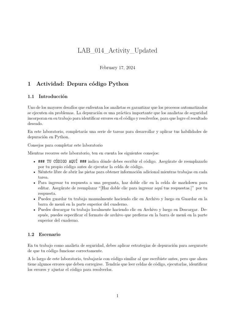 Depuración de Código Python: Laboratorio práctico | PDF | Python ...