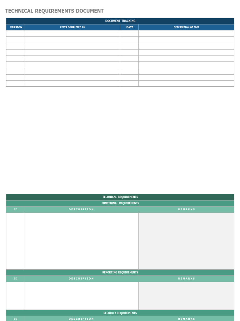 IC Technical Requirements Document Template PDF | PDF