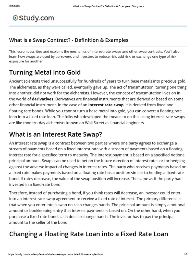 Understanding Swap Contracts and Types | PDF | Swap (Finance) | Interest