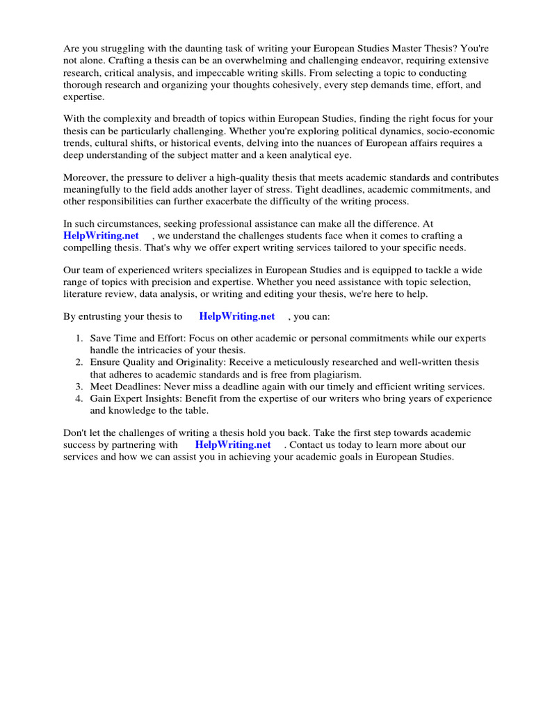 European Studies Master Thesis Topics | PDF | Thesis | Persuasion