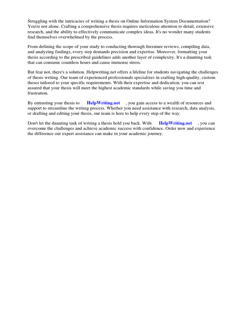 Online Information System Thesis Documentation PDF Information