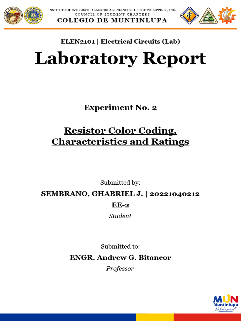 Resistor Color Coding Lab Report | PDF | Resistor | Electrical ...
