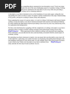 Descriptive Essay Thesis Statements