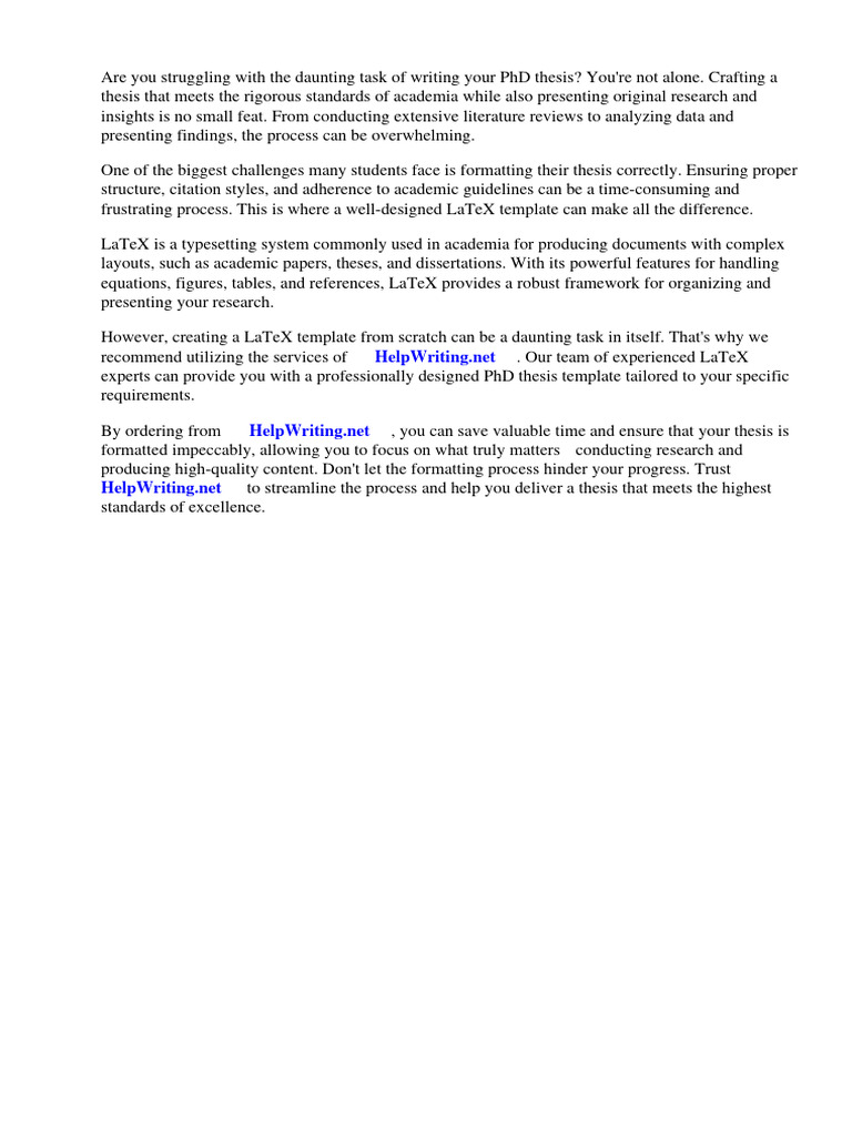 Sample PHD Thesis Template Latex PDF Thesis Doctor Of Philosophy