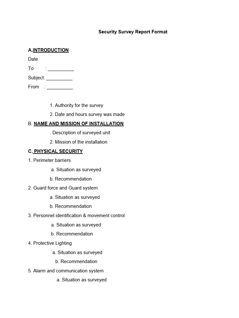 Security Survey Report Template | PDF | Technology & Engineering ...