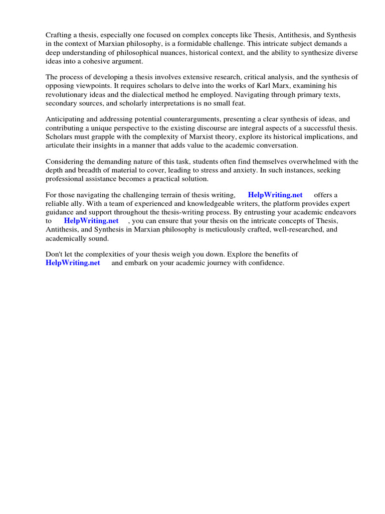 Thesis Synthesis Antithesis Marx | PDF | Dialectic | Georg Wilhelm