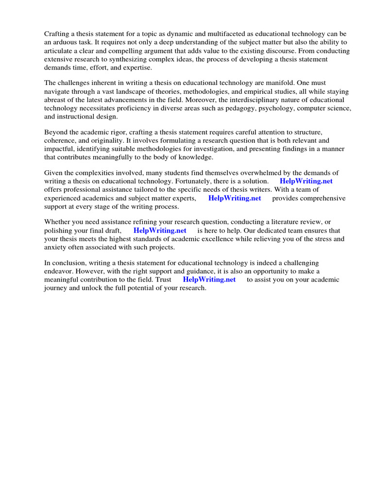 Thesis Writing in Educational Technology | PDF | Thesis | Expert