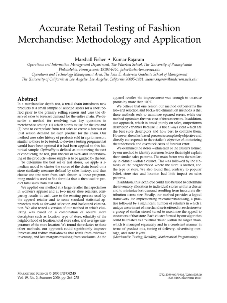 Accurate Retail Testing of Fashion Merchandise: Methodology and ...
