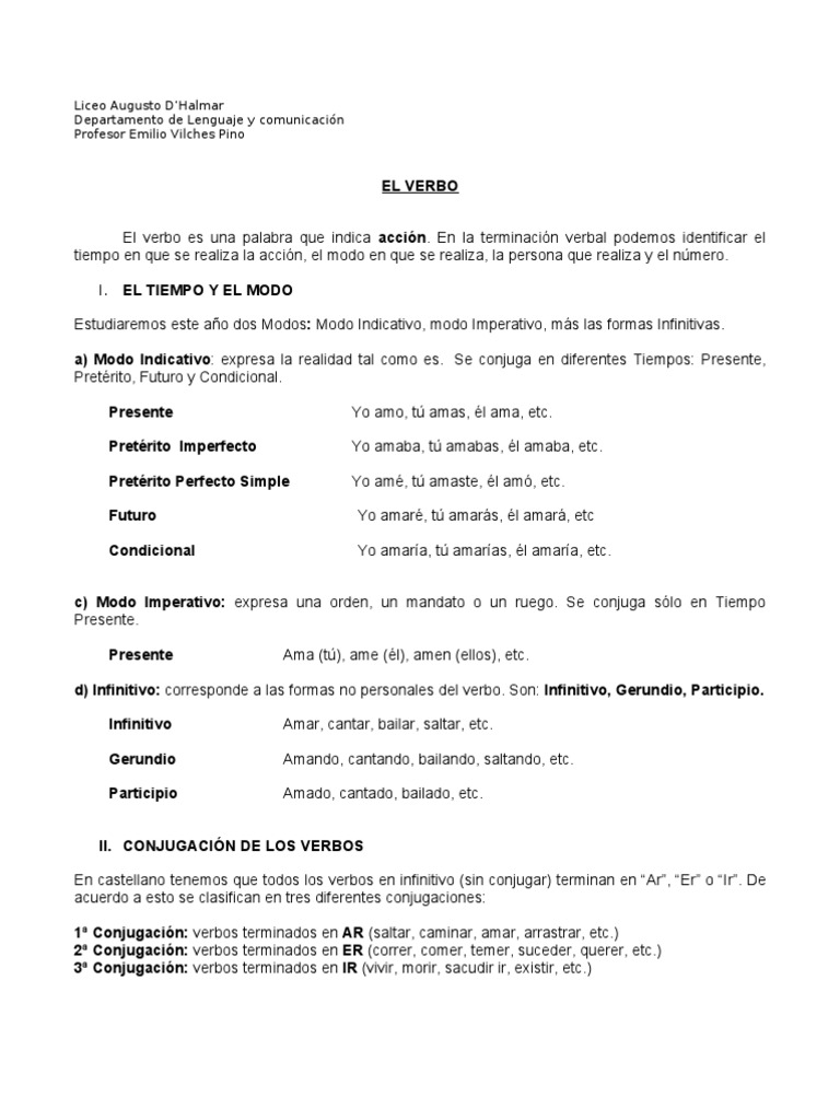 Conjugación de Verbos en Español | PDF