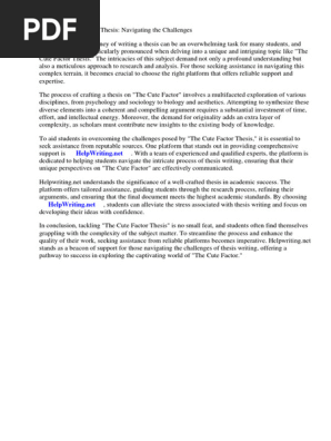 The Cute Factor Thesis