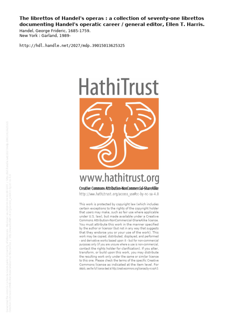 The Librettos of Handel's Operas | PDF | George Frideric Handel | Creative  Commons License, image size:768x1024