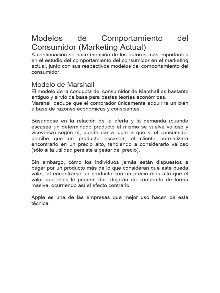Modelos de Comportamiento del Consumidor | PDF | Comportamiento | Los ...