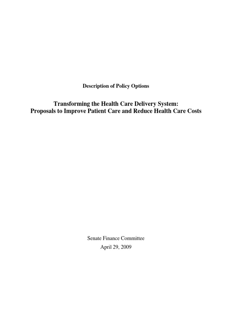 Health Care Description of Policy Option | PDF | Finance & Money ...