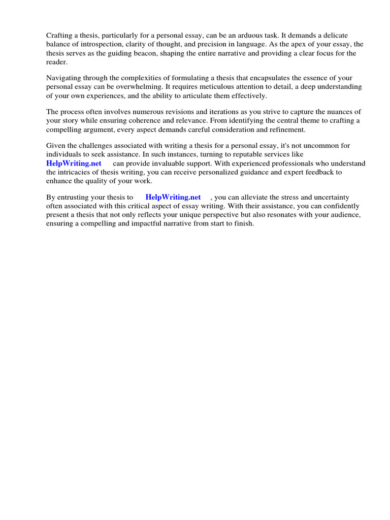 The Thesis of A Personal Essay Apex PDF Essays Social Media