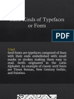 Basic Kinds of Typefaces or Fonts
