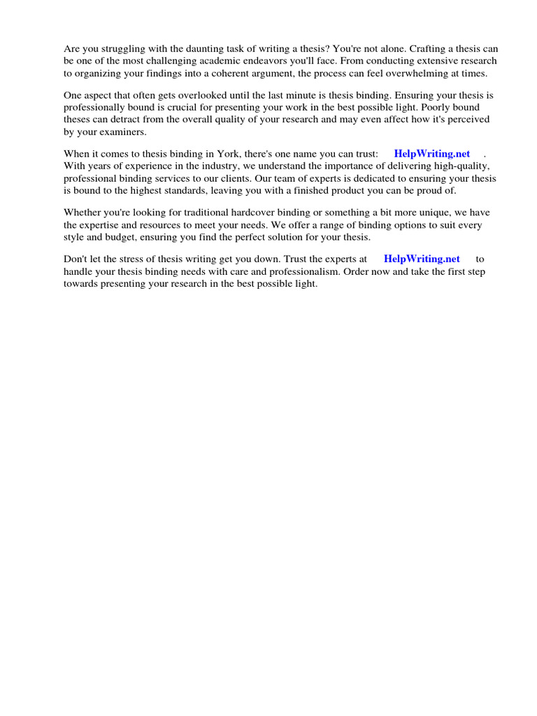 York Thesis Binding Pdf Bookbinding Thesis