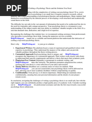 Psychology Thesis Help