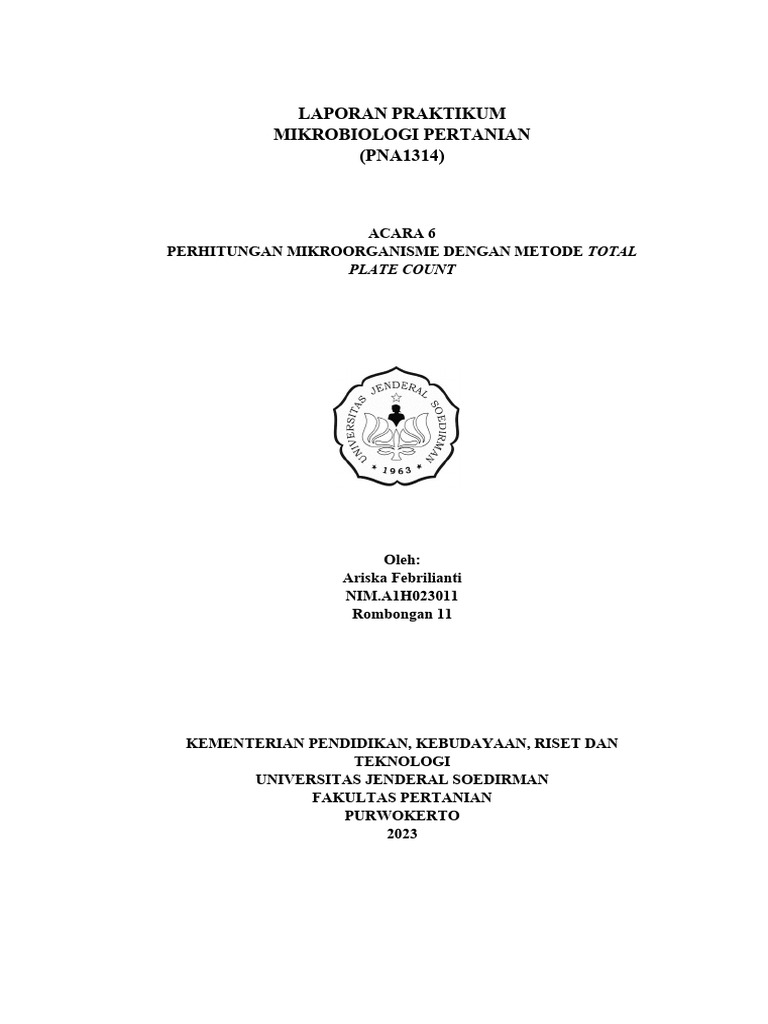 Perhitungan mikroorganisme dengan metode total plate count pdf