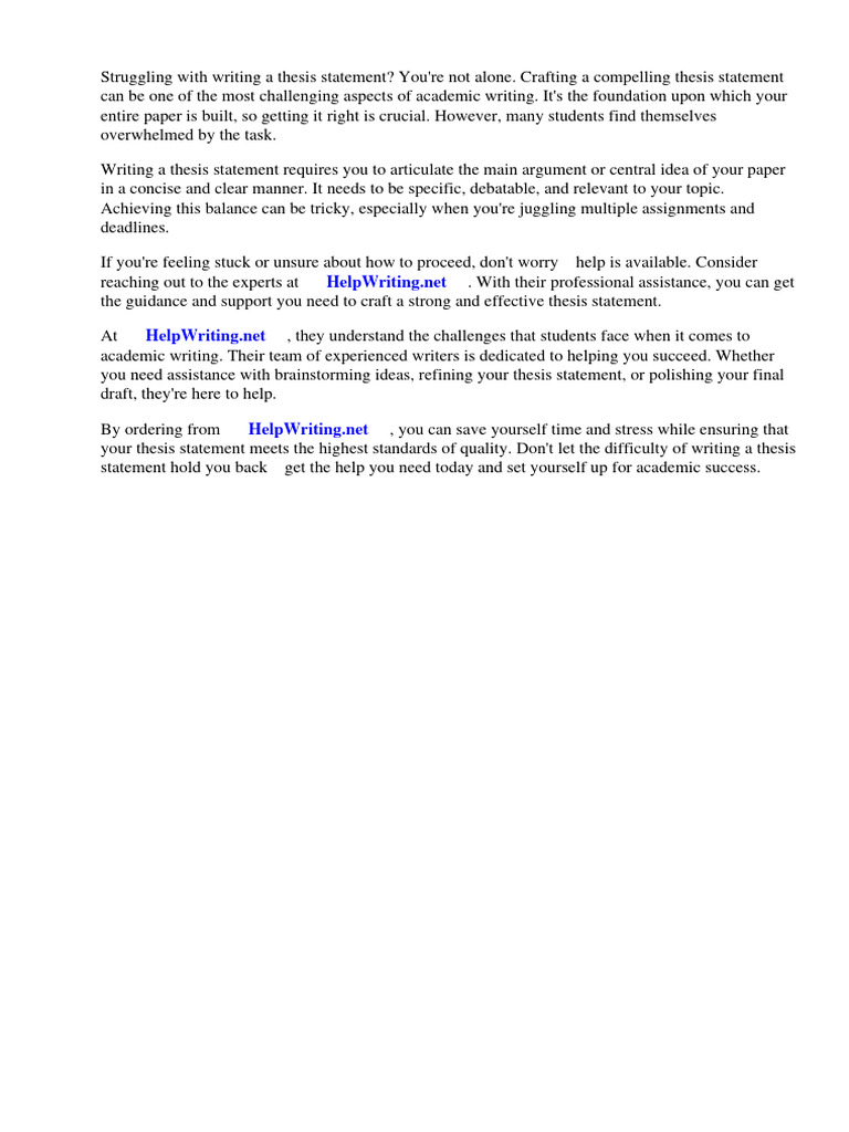 Elementary Writing A Thesis Statement Pdf Essays Thesis