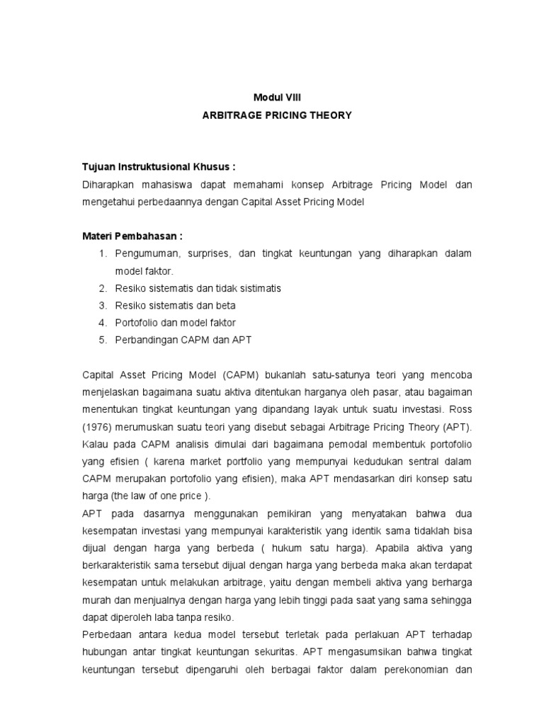 Perbedaan Capm Dan Apt