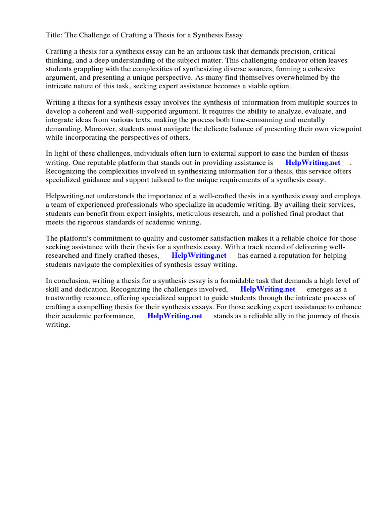 Writing A Thesis For A Synthesis Essay | PDF | Essays | Dialectic
