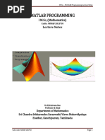 MATLAB Programming - Lecture Notes