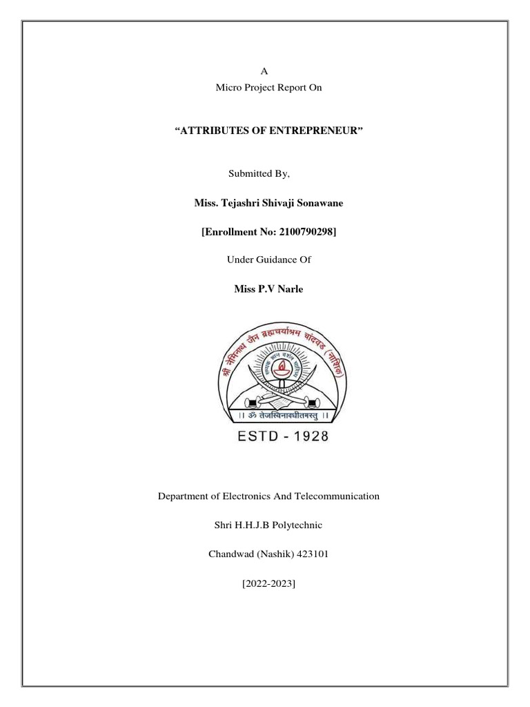 A Micro Project Report On: 