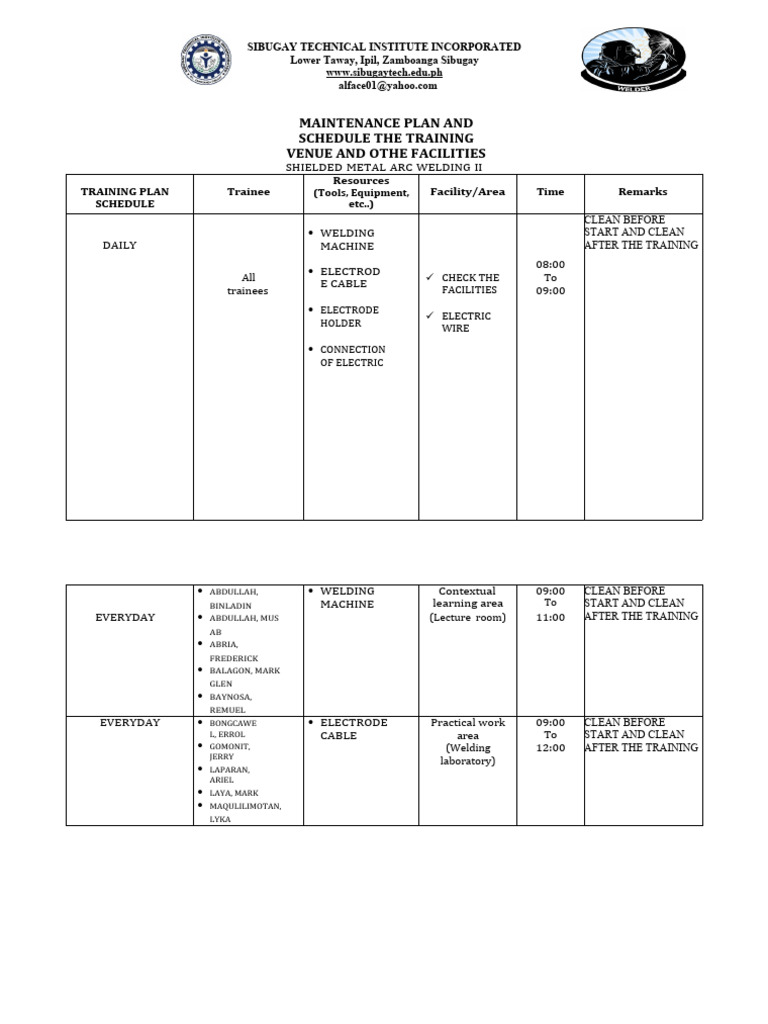 smaw-schedule-plan-pdf-construction-welding